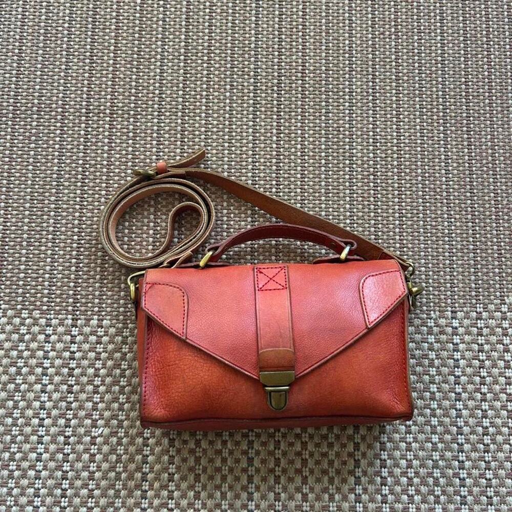 Madewell Leather Envelope Push-Lock Crossbody Bag Orange